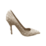 Manolo Blahnik Beige Floral Embellished Lace Pointed Toe Pumps Size 38.5 - Image 6