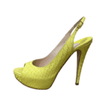 Gina Yellow Python Leather Peep Toe Platform Slingback Sandals Size 40 - Image 6