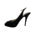 Jimmy Choo Metallic Black Glitter Fabric Clue Peep Toe Platform Slingback Sandals Size 39.5 - Image 3