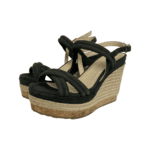 Jimmy Choo Black Suede Nomad Strappy Espadrilles Wedge Sandals Size 37