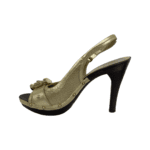 Burberry Gold Metallic Leather Studded Buckle Detail Clogs Sandals Size 38 - Image 6