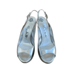 Gina Metallic Silver Leather Slingback Open Toe Sandals Size 37.5 - Image 8