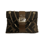 Fendi Tobacco Zucca Maxi Baguette Flap Shoulder Bag