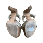 Alexander McQueen Gold Textured Leather Open Toe Ankle Strap Sandals Size 37.5 - Image 9