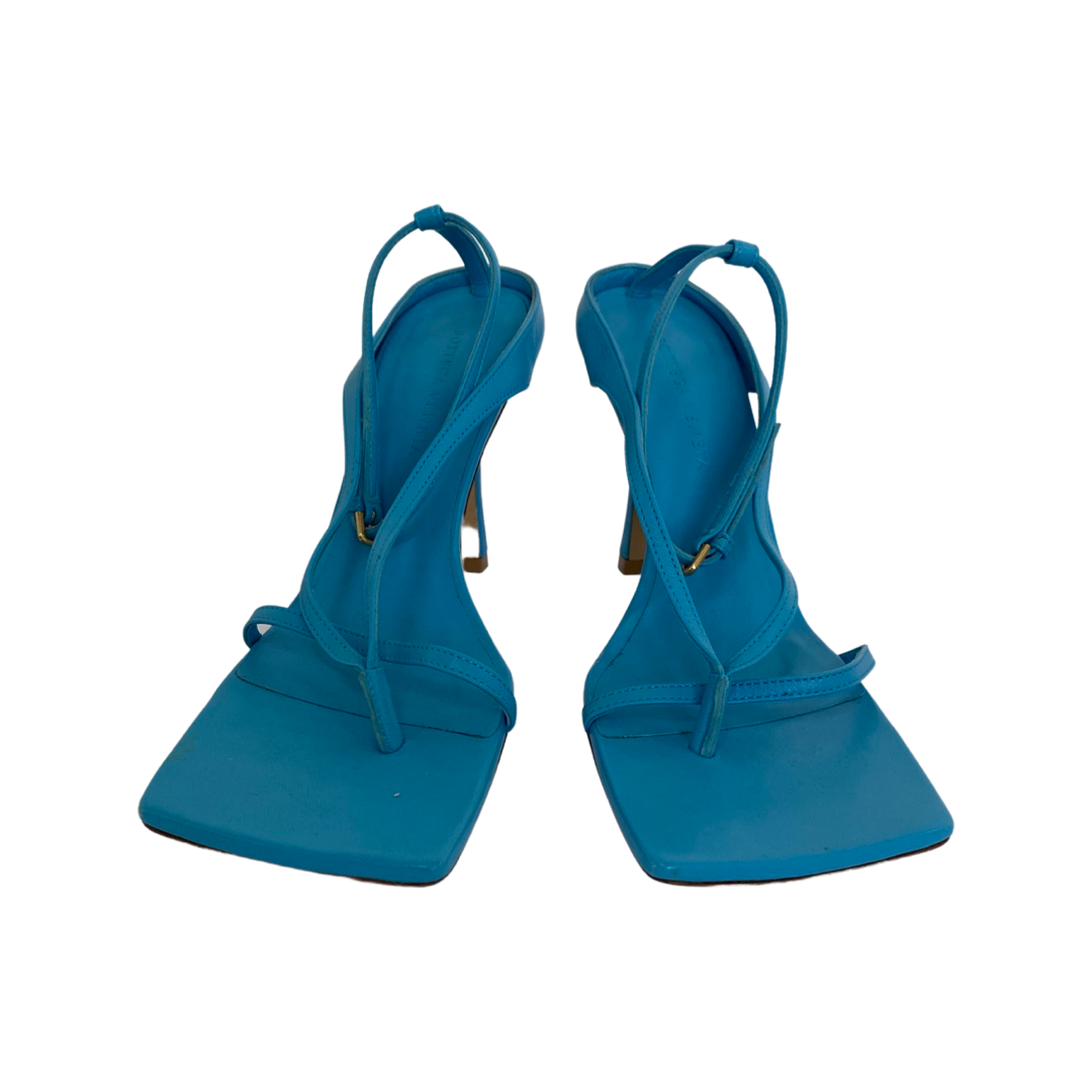 Bottega Veneta Blue Leather Square Toe Ankle Strap Sandals Size 40 - Image 2