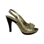 Burberry Gold Metallic Leather Studded Buckle Detail Clogs Sandals Size 38 - Image 3