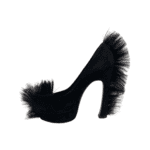 Saint Laurent Paris Black Suede Leather Fur Trim Palais Mohawk Suede Pumps Size 39 - Image 5