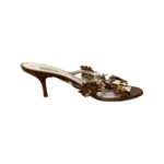 Prada Brown Floral Embellished Leather Mules Size 39 - Image 6
