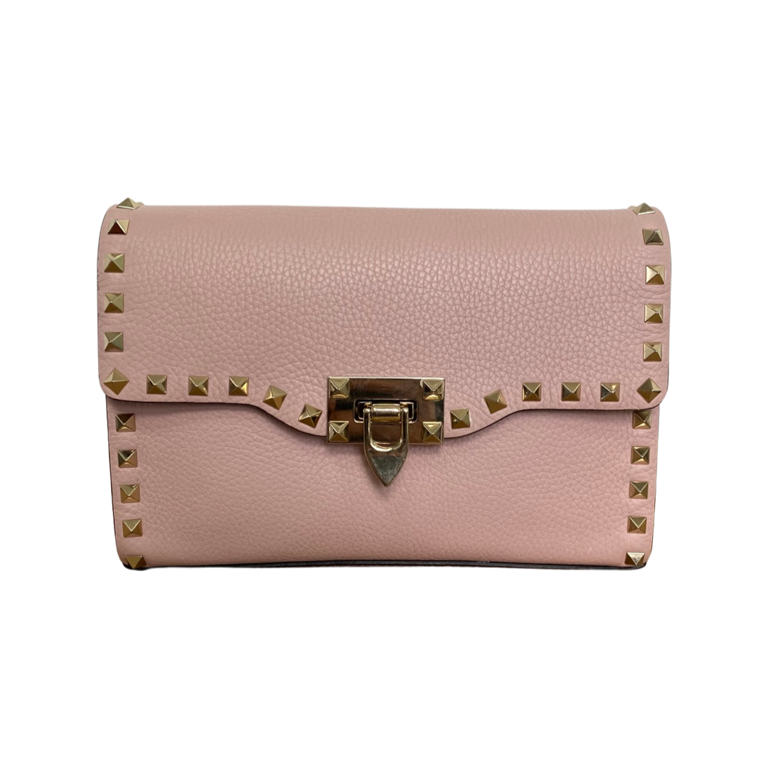 Valentino Pink Leather Small Rockstud Crossbody Bag