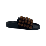 Jil Sander Black Fabric Beeds Embellished Pool Slides Size 38 - Image 6