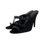Sergio Rossi Black Crystal Embellished Fabric Mule Size 37