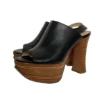 Chloe Black Leather Glove Platform Peep Toe Sandals Size 39