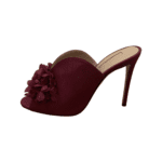 Aquazzura Burgundy Canvas Lily Of The Valley Mules Size 37.5 - Image 4