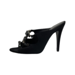 Sergio Rossi Black Crystal Embellished Fabric Mule Size 40 - Image 3