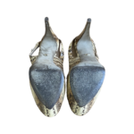 Sergio Rossi Beige Embossed Lizard Leather Sling Back Sandals Size 40 - Image 7