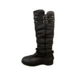 Jimmy Choo Brown Leather Knee Length Boots with Gold Buckles and Shearling Lining Size 38.5 - Image 6