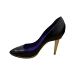 Sergio Rossi Black Leather Pointed Toe Golden Heels Pumps Size 39 - Image 4