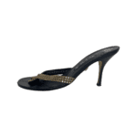 Gina Black Leather Crystal Embellished Mule Size 38.5 - Image 4