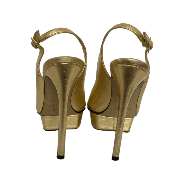 Gina Metallic Gold Leather Slingback Open Toe Sandals Size 35 - Image 7