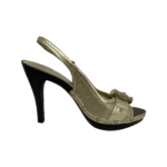 Burberry Gold Metallic Leather Studded Buckle Detail Clogs Sandals Size 38 - Image 5