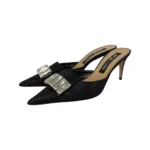 Sergio Rossi Black Glitter Embellished Mules Size 42