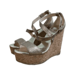 Jimmy Choo Bronze Leather Cork Wedge Size 38