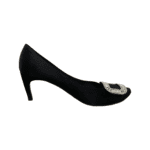Roger Vivier Black Satin Swarovski Crystal Buckle Pumps Size 41 - Image 4