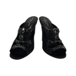 Sergio Rossi Black Crystal Embellished Fabric Mule Size 37 - Image 2