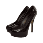 Louis Vuitton Burgundy Patent Leather Lock It Peep Toe Platform Pumps Size 38