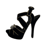 Dolce & Gabbana Black Velvet Metallic Gold Leather Trim Crystal Embellished Cross Strap Platform Sandals Size 38 - Image 5
