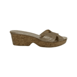 Jimmy Choo Metallic Gold Textured Leather Panna Cork Wedge Sandals Size 39 - Image 5