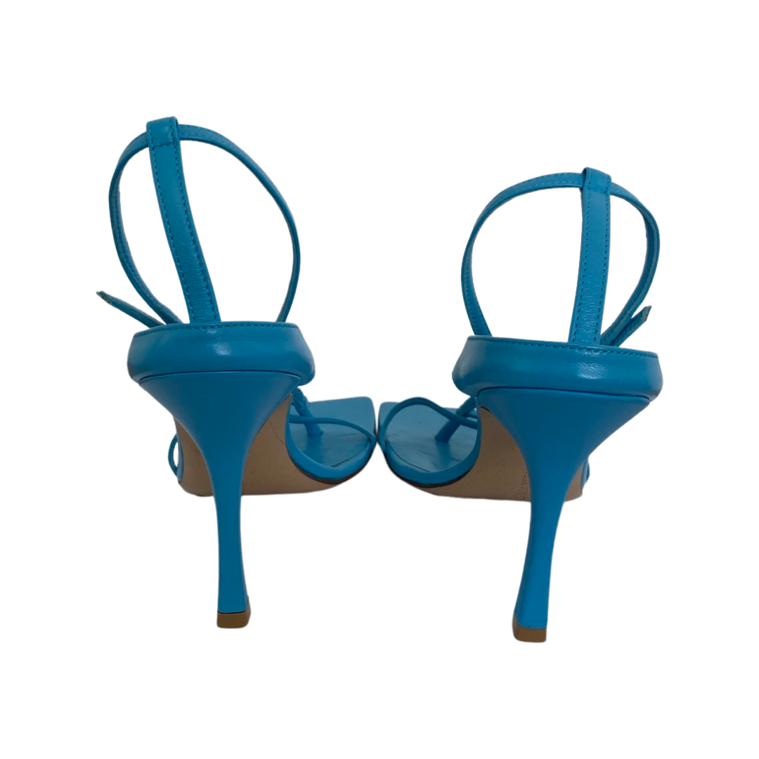 Bottega Veneta Blue Leather Square Toe Ankle Strap Sandals Size 40 - Image 7