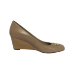 Tory Burch Beige Leather Multi Logo Wedges Size 39 - Image 4