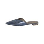 Miu Miu Blue Metallic Flat Crystal Embellished Mules Size 38 - Image 4