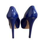 Dior Dark Blue Patent Leather Peep Toe Platform Pumps Size 38.5 - Image 5
