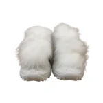 Jimmy Choo White/Silver Knit Fabric And Fur Pom Pom Norway Sneakers Size 38.5 - Image 9