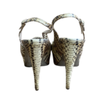 Sergio Rossi Beige Embossed Lizard Leather Sling Back Sandals Size 40 - Image 9