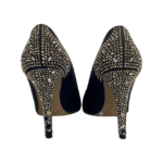 Gina Navy Blue Crystal Embellished Satin Round Toe Pumps Size 38 - Image 7