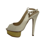 Charlotte Olympia White Leather Slingback Peep Toe Platform Pumps Size 34 - Image 6