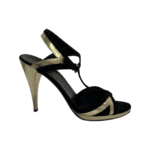 Gucci Gold and Black Suede Leather Sandals Size 38 - Image 6