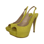 Gina Yellow Python Leather Peep Toe Platform Slingback Sandals Size 40 - Image 9