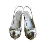 Sergio Rossi Beige Embossed Lizard Leather Sling Back Sandals Size 40 - Image 3