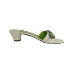 Gina White Leather Crystal Embellished Open Toe Mule Size 38 - Image 6