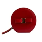 Salvatore Ferragamo Red Leather Round Coin Purse