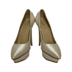 Charlotte Olympia White Satin Paloma Fan-Pleat Platform Pumps Size 39 - Image 2
