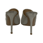 Gianvito Rossi Shimmery Silver Leather Peep Toe Mules Size 38 - Image 7