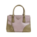 Prada Pink and Brown Saffiano Small Double Zip Tote