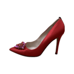Sarah Jessica Parker Red Satin Crystal Embellished Thea Pumps Size 36.5 - Image 4