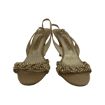 Gina Nude Leather Crystal Embellished Naomi Slingback Sandals Size 39 - Image 2