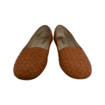 Bottega Veneta Orange Leather Intrecciato Woven Loafers Size 37 - Image 2